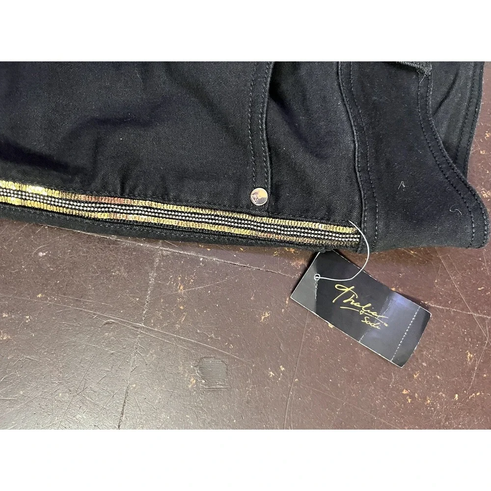 NWT  Toledo|‎ Size 12 | Deep Black W/ Gold Accents |Straight Women's Jeans